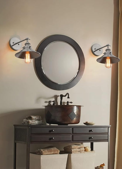 PERMO Vintage Industrial Metal Wall Sconce Lighting Brushed Nickel Sconces 180 Degree Adjustable Wall Lamp