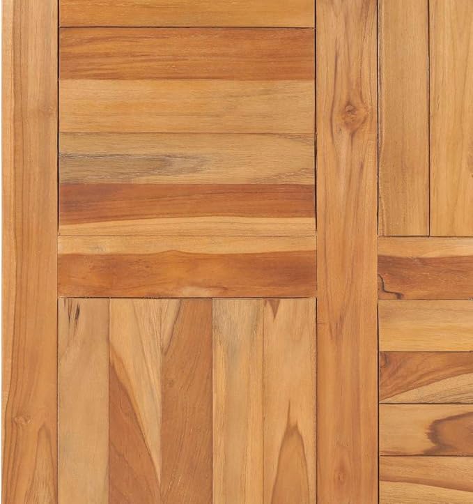 Solid Teak Wood Table Top 27.6 x 27.6 in Square Dining Countertop Sandblasted Brown Finish Indoor Outdoor Kitchen Island Bar Tops for Garden Bistro Café Home