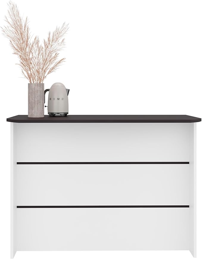 GOWE Kitchen Island 35.4" H, 3 Shelves, White/Black Wengue - Kitchen