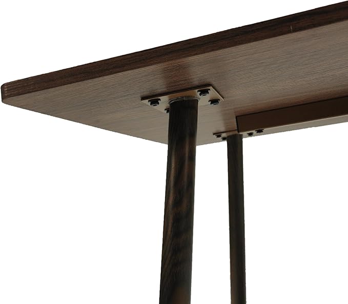 47" Sturdy MDF Dining Table, Island Table with Metal Legs, Rustic Dining Tables with Anti-Slip Pads for Kitchen Use, Walnut