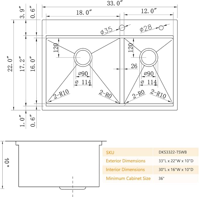 33 Inch Black Drop In Double Bowl Kitchen Sink Workstation-Bokaiya 33x22 Drop In Black Stainless Steel Top Mount Workstation Sink 16 Gauge Low Divide 60/40 Double Sink with Cutting Board