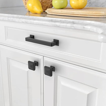 Amerdeco 10 Pack Matte Black Cabinet Pulls 3-3/4 Inch(96MM) Hole Centers Kitchen Cabinet Handles Cabinets Hardware Kitchen Handles for Cabinets Cupboard Handles Drawer Pulls ZH0019