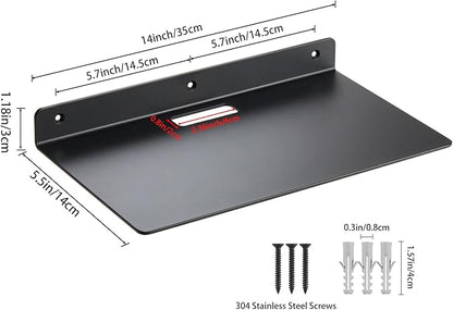 Small Wall Shelf,3.0mm Aluminum Alloy Small Floating Shelf,for Bathroom, Bedroom, Living Room, Kitchen,Office(14 inch Floating Shelf)