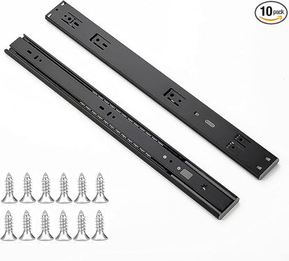 Ravinte 18 Inch Soft Close Drawer Slides 10 Pairs 20 Pack Black Full Extension Ball Bearing Drawer Glide Side Mount