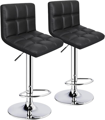 ERGOSEAT 6-Squares Back with Double Needle Adjustable Bar Stools, Set of 2, Black