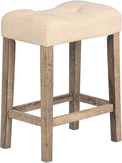 4-Piece Bar Height Table and Chairs Set - Rustic Bar Table with Integrated Power Outlets, 3 Padded Stools, Perfect as Kitchen Table, Small Dining Set, or Kitchen Island with Seating (Brown)