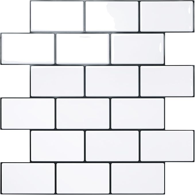 STICKGOO Peel and Stick Backsplash, White Subway Tile Stick on Backsplash for Kitchen (Pack of 1, Thicker Design)