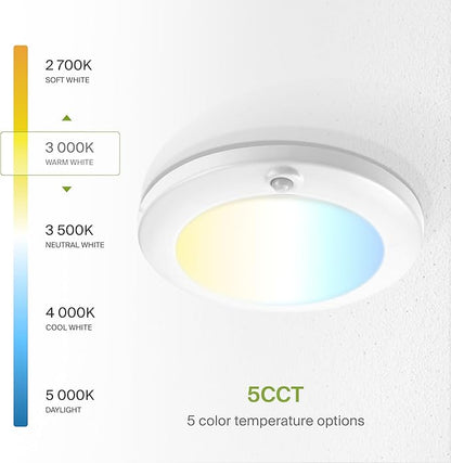 ASD 6 Pack Motion Sensor LED Disk Lights 6 Inch, 15W 5CCT 2700-5000K 1149LM CRI90+, Indoor Ceiling Flush Mount Light Fixture, Low Profile Lighting for Closet, Hallway, Pantry, Porch, Garage, White, UL