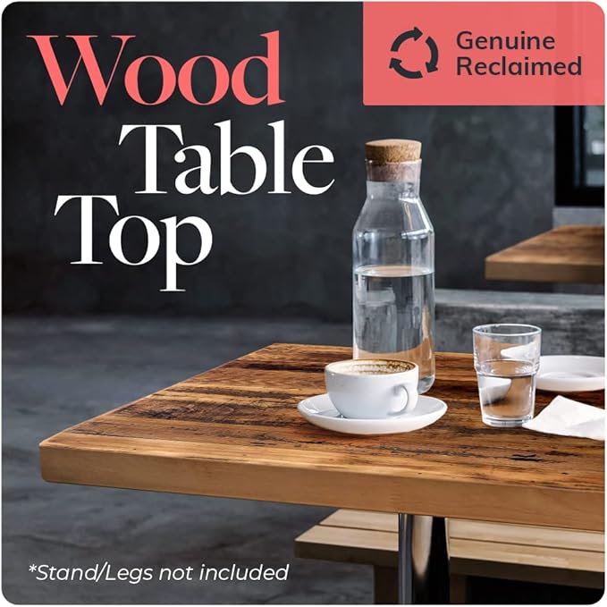 Reclaimed Wood Table Top - Rustic Recycled Wooden Piece Perfect for Kitchens, Dining and Coffee Table Tops (Reclaimed Wood Table Top - Economy, 36" x 36")