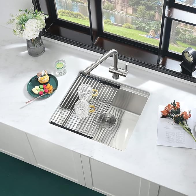 21 Inch Undermount Bar Sink Workstation-iAnomla 21x19 Stainless Steel Bar Sink Undermount Kitchen Sinks Outdoor 16 Gauge Single Bowl Rv Sinks with Cutting Board