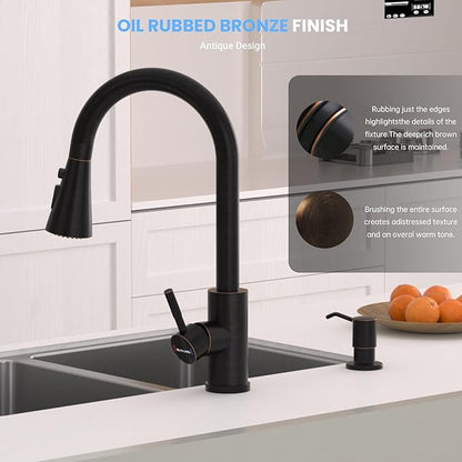 Touchless Kitchen Faucet with Pull-Down Sprayer, Kitchen Sink Faucet Stainless Steel Faucets with Soap Dispensor, Single Handle Hands-Free Sensor Suitable for 1 to 4 Hole Sink