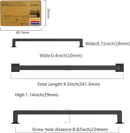 Amerdeco 10 Pack Matte Black Cabinet Pulls 8.8 Inch Hole Centers Kitchen Cabinet Handles Cabinet Hardware Kitchen Handles for Cabinets Cupboard Handles Drawer Pulls ZH0019