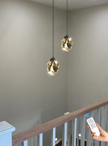 Modern Pendant Lights Kitchen Island, Mini Black Pendant Light, Led Small Crystal Chandelier for Dining Room 3000K-6000k,5W