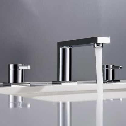 Luxury Brass Widespread Bathroom Sink Faucets for 3 Hole 2-Handle 8 Inch Deck Vanity Faucet & Stainless Steel Pop-up Drain Assembly, Chrome