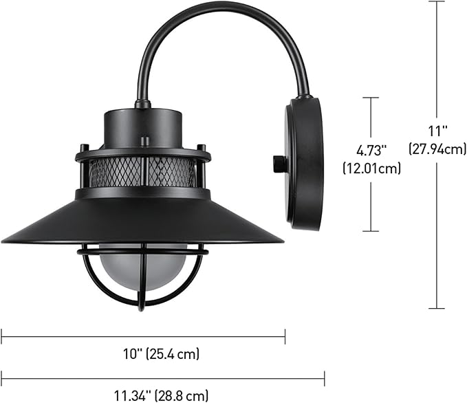 GLOBE Electric 44233 Liam 1-Light Outdoor Wall Sconce, Matte Black, Frosted White Glass Shade