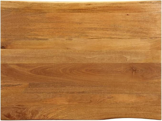 Solid Mango Wood Dining Table Top, 35.4 x 31.5 Inch Rectangular Live Edge Desk Surface, Stained Brown Finish Replacement Tabletop for Kitchen Restaurant Cafe