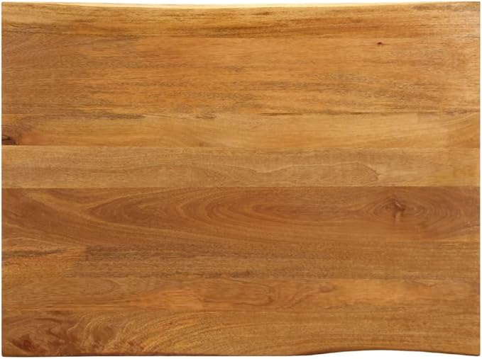 Solid Mango Wood Table Top 31.5 x 35.4 in Live Edge Countertop Rustic Oak Brown Dining Desk Bar Slab for Indoor Kitchen Restaurant or Office
