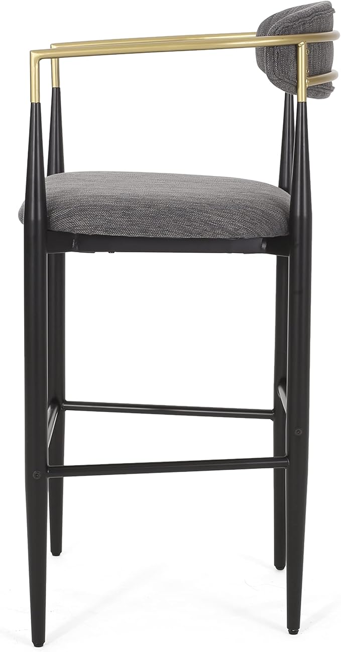 Modern Dining Chair with Iron Legs for Kitchen Island, Dining Room, Restaurant - Mid-Century Luxury Furniture Sets with Sturdy Stable Frame and Easy Assembly,Charcoal-Foam-setof2