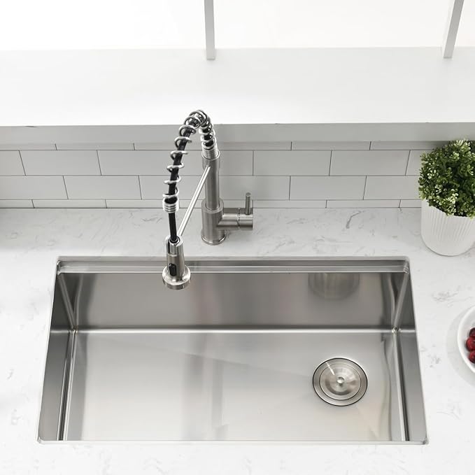 30 Inch Undermount Kitchen Sink Workstation - SZBAQTM 30x18 Inch Undermount Sink Stainless Steel Single Bowl 10'' Deep Handmade Kitchen sink with Cutting Board& Strainer