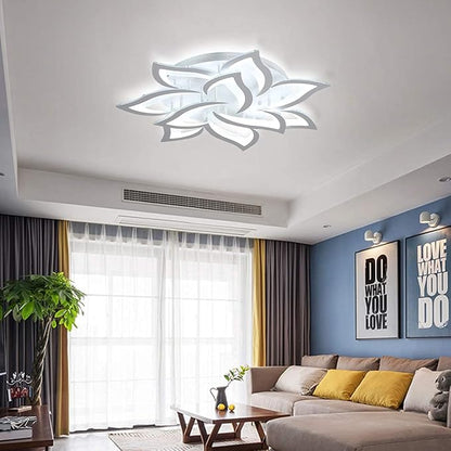 Garwarm Dimmable LED Ceiling Light, 72W Modern Acrylic Flush Mount Ceiling Lamp with Remote Control Metal Flower Shape Chandelier Lighting Fixture for Living Room Bedroom Kitchen