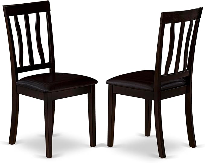 East West Furniture ANTI5-CAP-LC 5 Piece Dining Room Furniture Set Includes a Round Kitchen Table with Pedestal and 4 Faux Leather Upholstered Dining Chairs, 36x36 Inch, Cappuccino