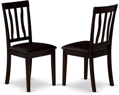 East West Furniture ANTI5-CAP-LC 5 Piece Dining Room Furniture Set Includes a Round Kitchen Table with Pedestal and 4 Faux Leather Upholstered Dining Chairs, 36x36 Inch, Cappuccino