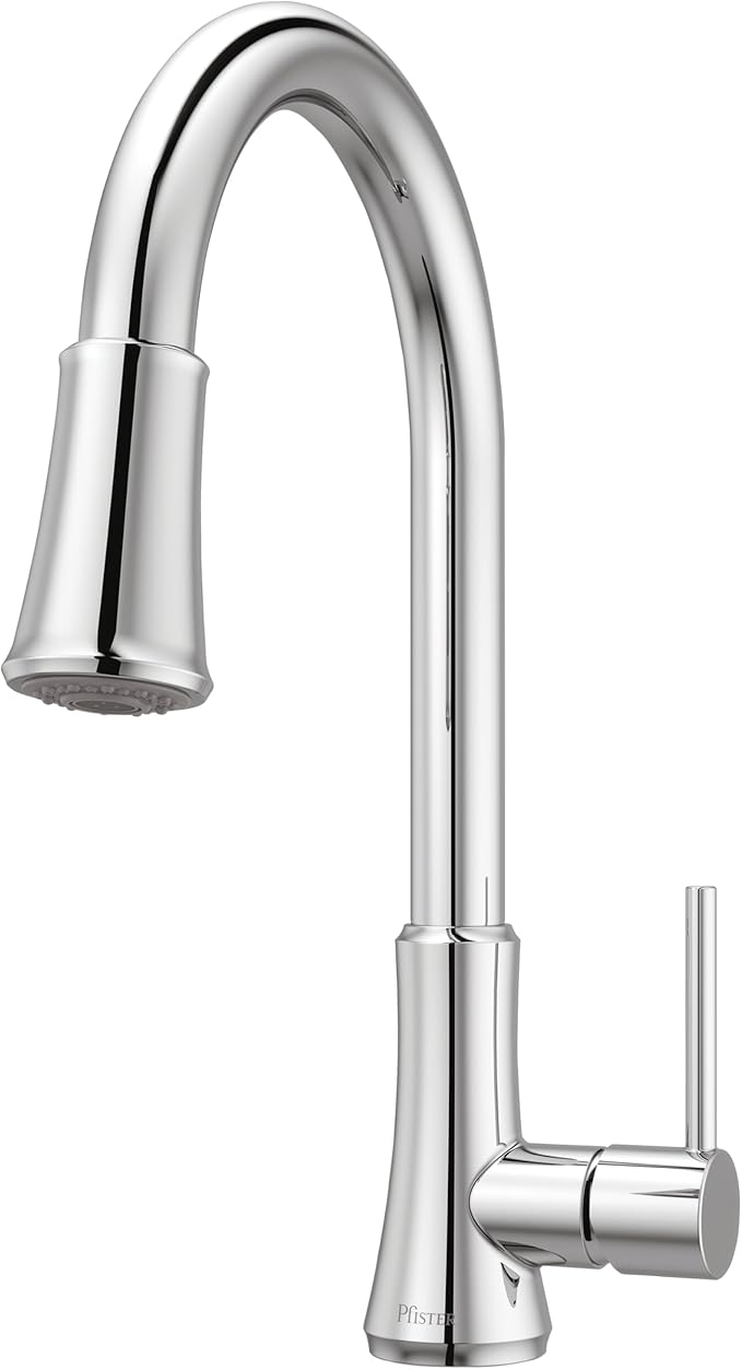 Pfister Pfirst Series Kitchen Faucet with Pull-Down Sprayer, Single Handle, High Arc, Polished Chrome Finish, G529PF2C