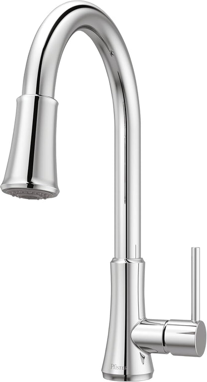 Pfister Pfirst Series Kitchen Faucet with Pull-Down Sprayer, Single Handle, High Arc, Polished Chrome Finish, G529PF2C