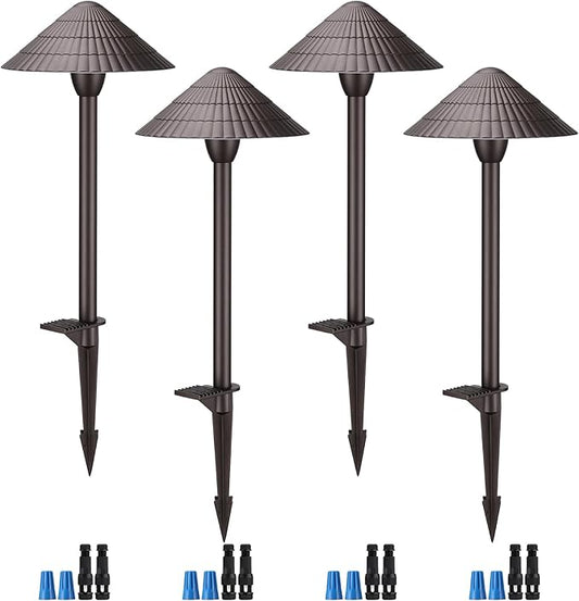 LEONLITE 5CCT Low Voltage Landscape Lights, 3W, 12-24V AC/DC, Pathway Lighting Wired, IP65 Waterproof Light for Yard Lawn, ETL Listed, Oil Rubbed Bronze Aluminum Housing, 1800K-5000K, Pack of 4