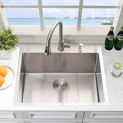 25 Inch Stainless Steel Utility Sink Drop In-Hovheir 25x20 Laundry Sink 16 Gauge Stainless Steel Single Bowl Drop In Laundry Room Sinks Outdoor Sinks with Bottom Grid