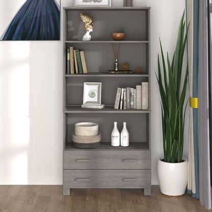 Highboard Set of 2, Light Grey Solid Pinewood MDF, Large Storage Cabinet for Living Room, Tall Buffet Cabinet with Sliding Doors Kitchen Furniture