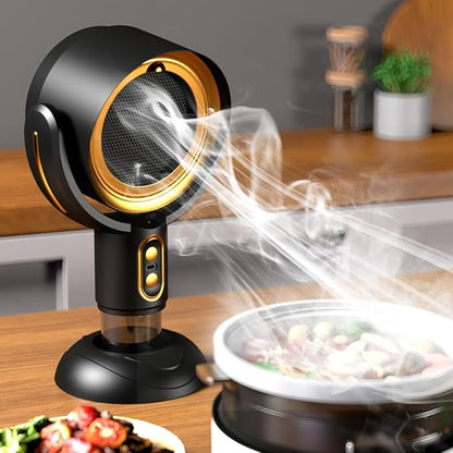 Portable Range Hood, Desktop Range Hood with 2 Speed Exhaust Fan, Detachable Aluminum Filter, Large Oil Collection Cup, Portable Kitchen Exhaust Fan for Indoor BBQ, Hot Pot Camping Trips Home (Gold)