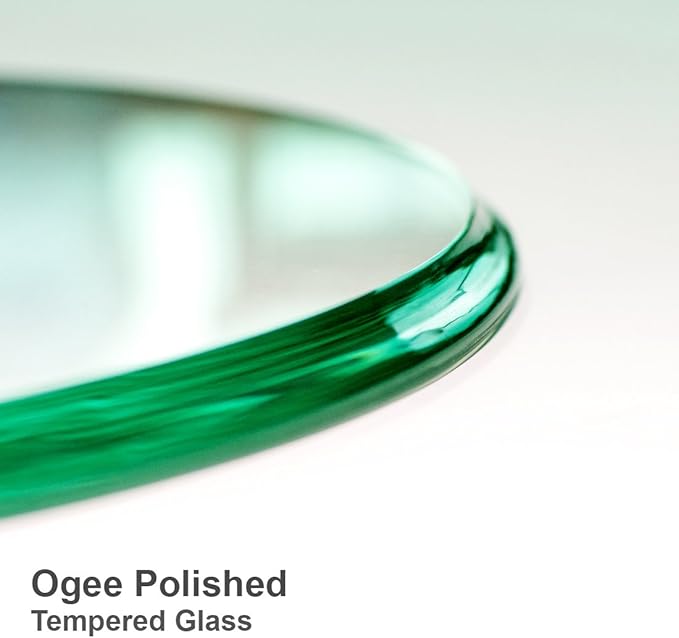 Fab Glass and Mirror 48" Round 1/2" Inch Thick Tempered Ogee Edge Polish Glass Table Top, Clear