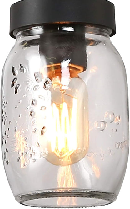 LOG BARN Rustic Mason Jar Chandelier, Farmhouse Lighting Metal Finish, Glass Hanging Pendant for Dining Room, Kitchen Island