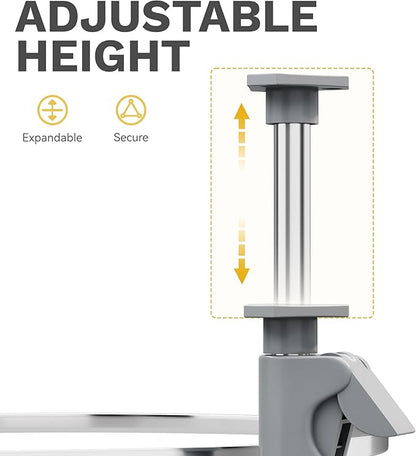 DWVO Corner Cabinet Organizer, 2-Tier Blind Corner Pull Out with 270° Rotating Shelf, Right Swing Tray, Heavy-Duty Iron, Easy-Install Template, 32.7"x17.3"x21.3", Gray
