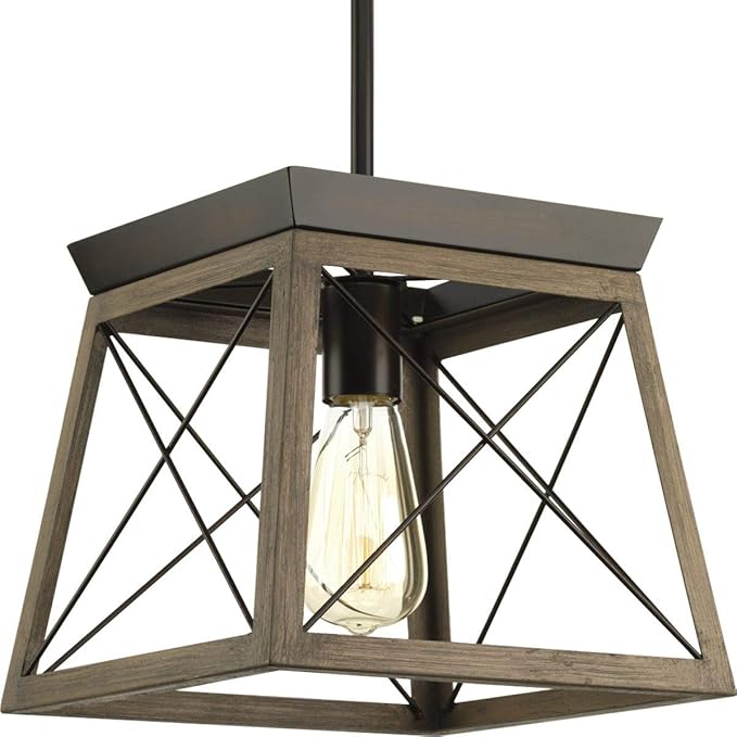 Briarwood Collection 1-Light Coastal Mini-Pendant Light Antique Bronze