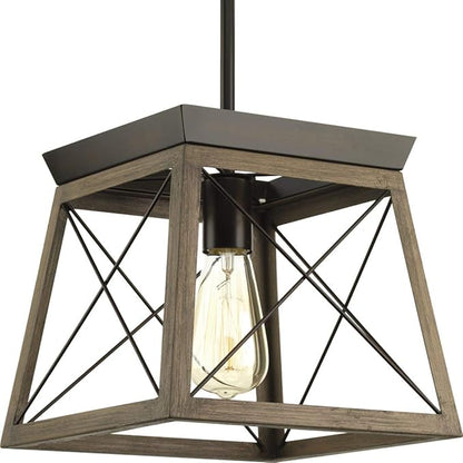Briarwood Collection 1-Light Coastal Mini-Pendant Light Antique Bronze