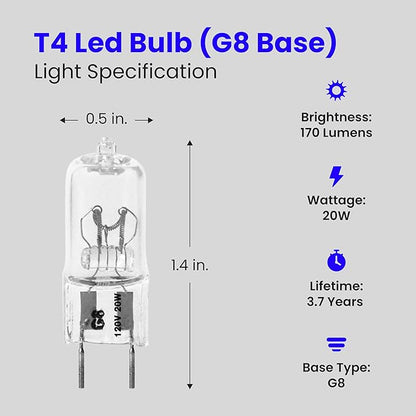 Feit Electric 20-Watt Xenon Halogen Light Bulb, Dimmable, 3000K Bright White, G8 Bi-Pin Base, 170 Lumens, 90+ CRI, Cool & Long-Lasting for Under Cabinet, Accent, Display, & Task Lighting, 3-Pack