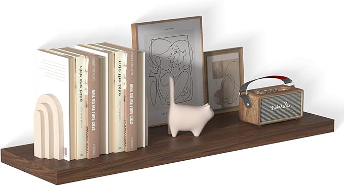 40 Inch Floating Shelf 1 Pack Large Floating Shelves for Wall No Drilling Accessories Included Deep Wall Shelves for Living Room Kitchen Farmhouse 40" W x 12" D x 1.2" Walnut