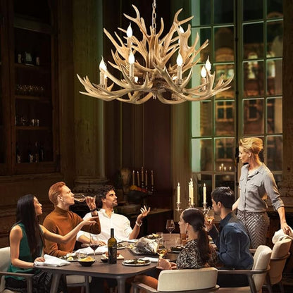 Farmhouse Antler Chandelier 12 Light, Double Layer Antler Light Fixtures, 4 Different Antler Composition Deer Antler Chandelier Lighting for Living Room,Bar, (12 lampholder arms+ 10 arms)