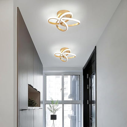 Led Ceiling Light, Gold 30cm Modern Ceiling Lights LED, Simple Curved Ceiling lamp, Ceiling Lighting Fixture for Hallway Bedroom LivingRoom Entryway Balcony Stair - 26W Cool White Light 6000K