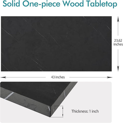 Kaboon 43x24 inches Tabletop, Solid One-Piece Desktop for Sit Stand Desk, Double Desks, L Desk DIY,Wood Countertop Home or Commercial Use,1 inch Thick, Could Atlas/Black Marble, 23.62" D x 43" W