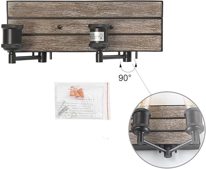 LOG BARN Farmhouse Bathroom Light Fixtures, 2 Light Vanity Lights for Bathroom, 13.8-Inch Rustic Faux Wood Bathroom Lighting Lights Over Mirror