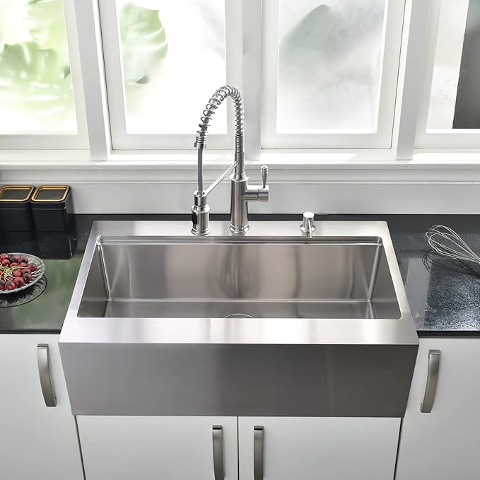 33 Inch Farmhouse Drop In Kitchen Sink Workstation - 33X22 inch Apron Front Kitchen Sink Workstation Single Bowl 16 Gauge Stainless Steel Farm Sink