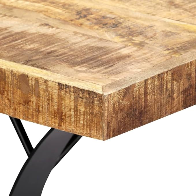 Modern Extendable Dining Table 70.9x35.4 in Solid Mango Wood Brown Rectangular Kitchen Table for 6 with Steel Frame Assembly Required for Dining Room Kitchen Small Spaces