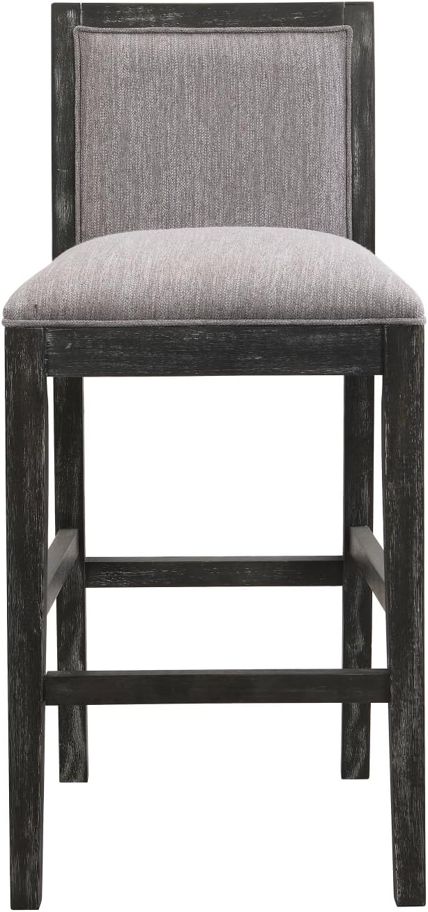 30.5 Inch Height Stools Set of 2, Rubberwood Frame, Fabric Upholstered Barstools, Retro Design for Kitchen Island, Bedroom, Dining Room