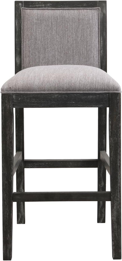 30.5 Inch Height Stools Set of 2, Rubberwood Frame, Fabric Upholstered Barstools, Retro Design for Kitchen Island, Bedroom, Dining Room