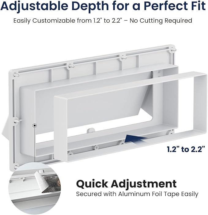 Safoner Aluminum RV Stove Vent Hood Cover for Adjustable Range Exhaust Depth, Includes Butyl Tape, Exterior Kitchen Replacement Camper Accessories for Travel Trailers and Motorhomes- White