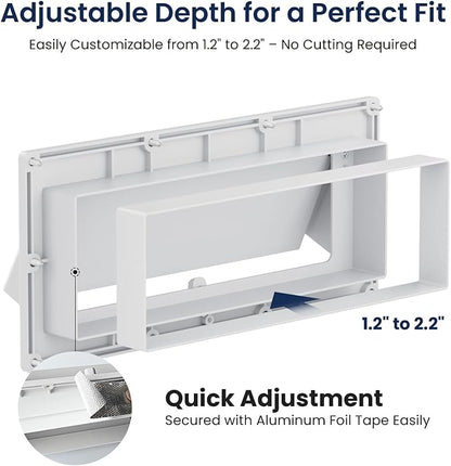 Safoner Aluminum RV Stove Vent Hood Cover for Adjustable Range Exhaust Depth, Includes Butyl Tape, Exterior Kitchen Replacement Camper Accessories for Travel Trailers and Motorhomes- White
