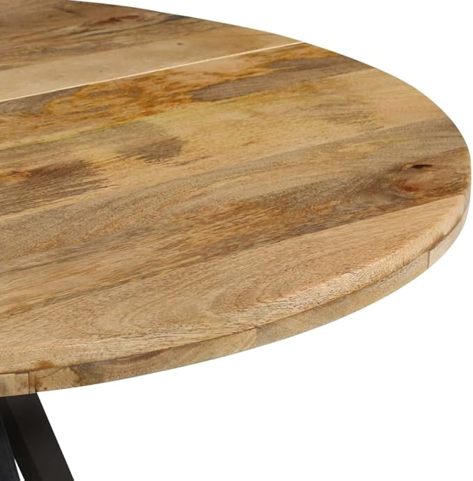 Solid Mango Wood Dining Table 43.3"x29.5" Kitchen Island Table with Iron Base Brown and Black Counter Height Narrow Console for Dining Room Furniture